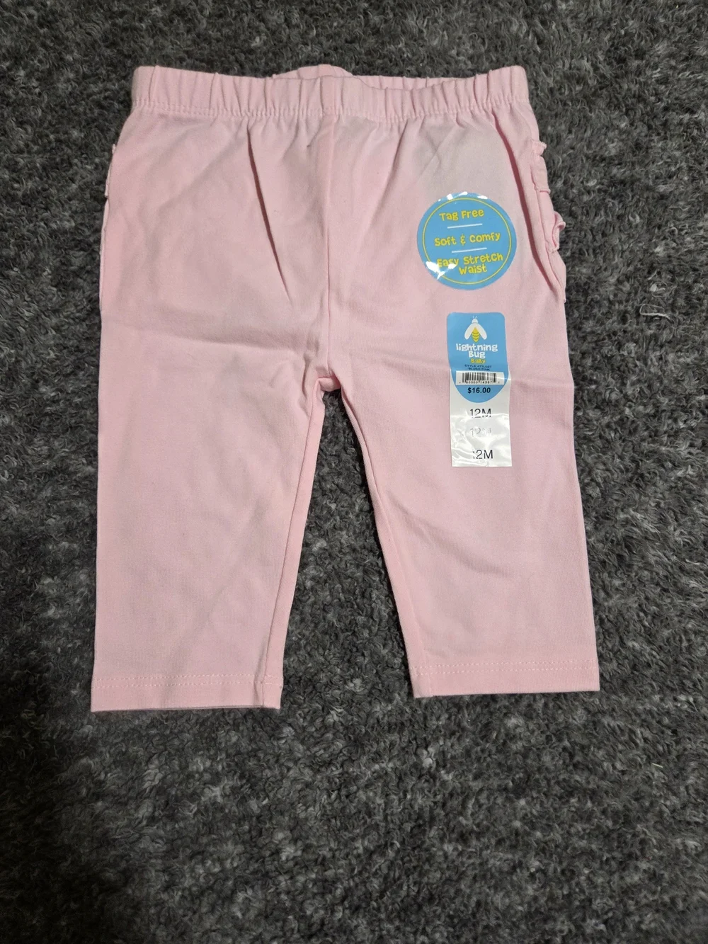 Lightning Bug Baby Pink Stretch Leggings With Ruffles On The Back